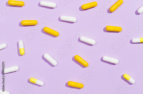 Top view pills on table