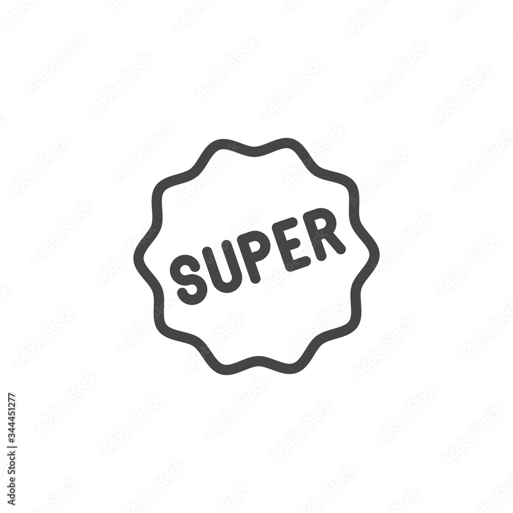 Super icon in thin line style. Graphic symbol for advertising, promo, e-commerce, sticker for messenger. Contour label for mobile apps, sites and printed products. Vector illustration isolated. Super icon in thin line style. Graphic symbol for advertising, promo, e-commerce, sticker for messenger. Contour label for mobile apps, sites and printed products. Vector illustration isolated.