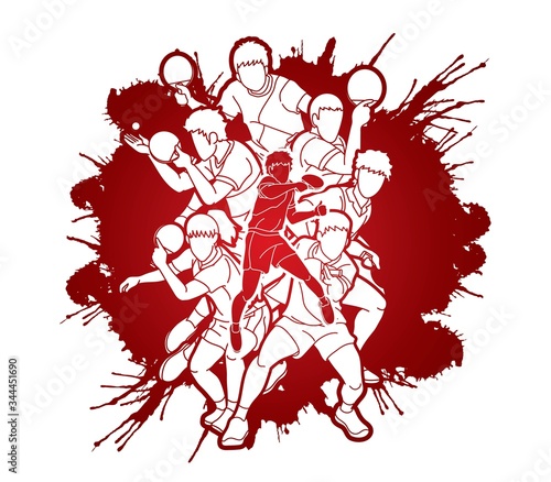 Group of Ping Pong players, Table Tennis players action cartoon sport graphic vector.