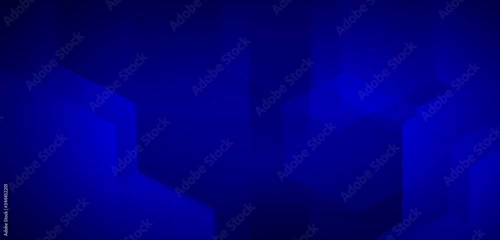 Abstract dark blue background with blurry geometric hexagonal elements. Abstract dark blue background with blurry geometric hexagonal elements.