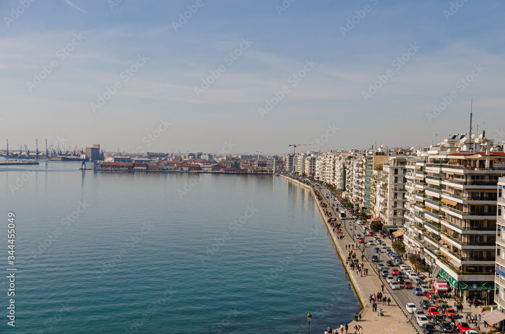 Beautiful panoramic view of Thessaloniki city from the top observation deck