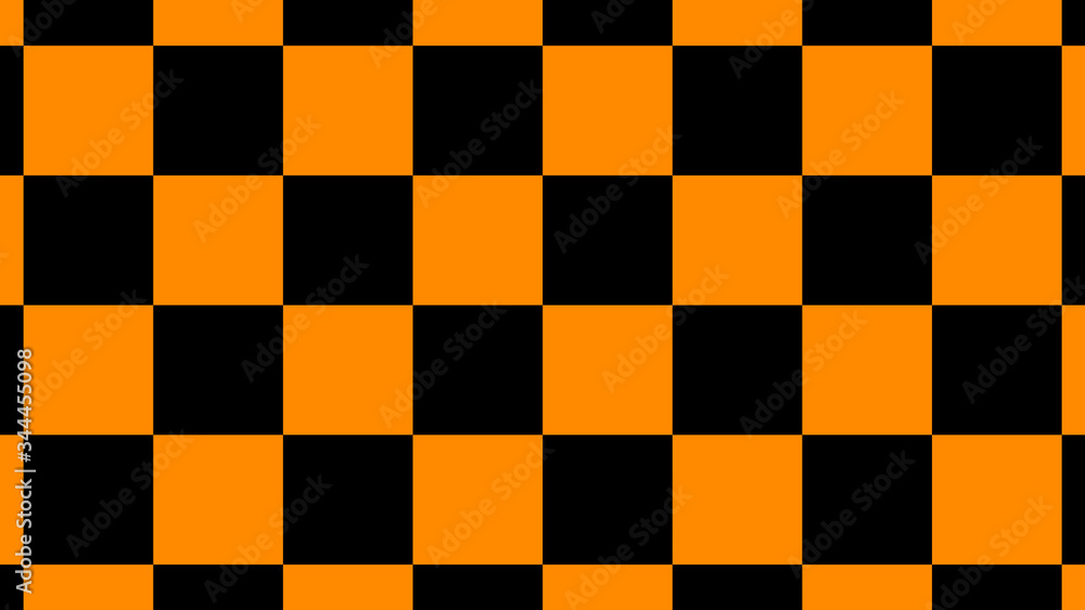 Fototapeta premium Orange & black color checker board abstract background,chess board