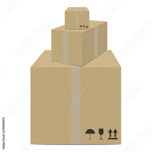 Set of cardboard boxes for packaging goods and products isolated on a white background. Service delivery of goods