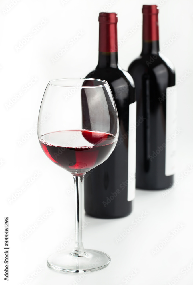 Glasses of red wine on white background. Glasses of red wine on white background.