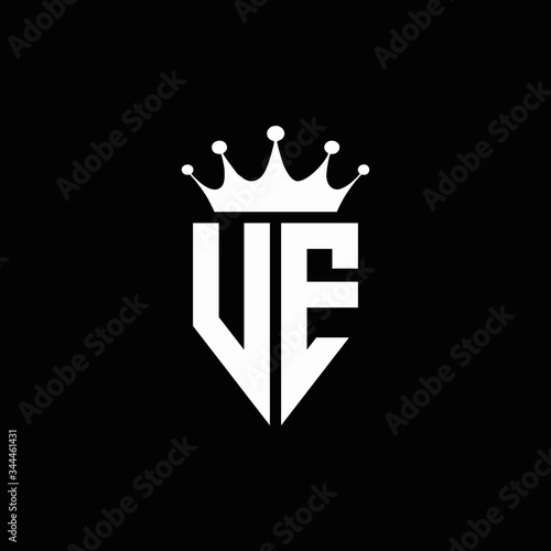 VE logo monogram emblem style with crown shape design template