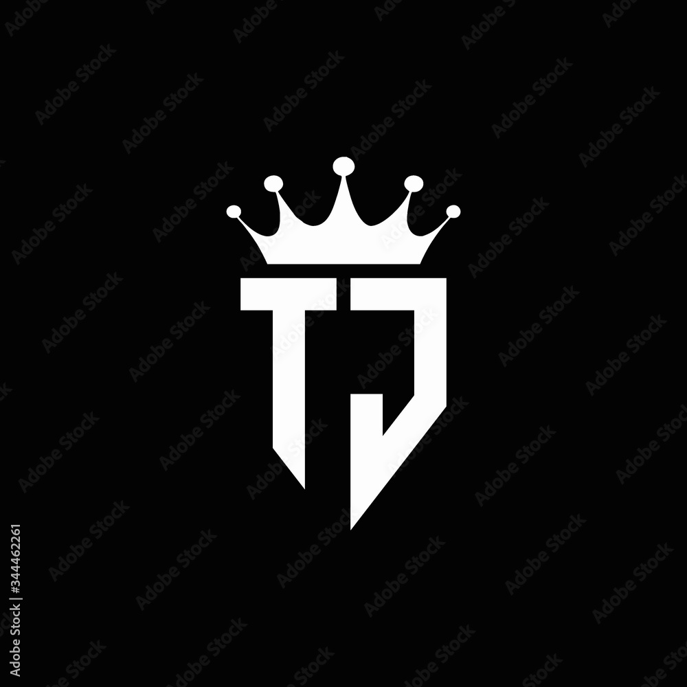 TJ logo monogram emblem style with crown shape design template Stock