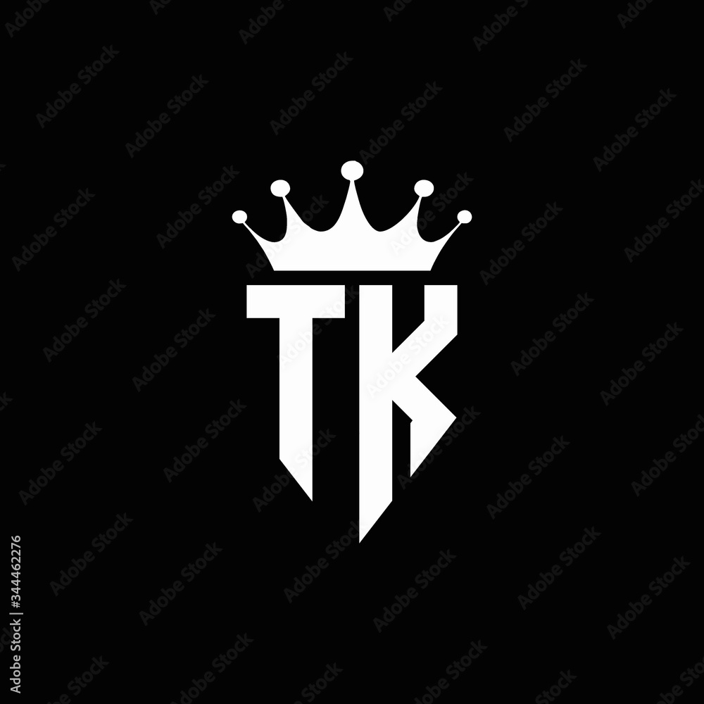 TK logo monogram emblem style with crown shape design template 