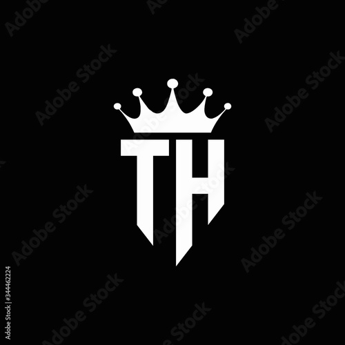 TH logo monogram emblem style with crown shape design template