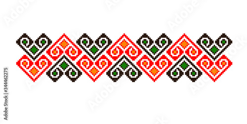 Traditional Romanian folk art knitted embroidery pattern

