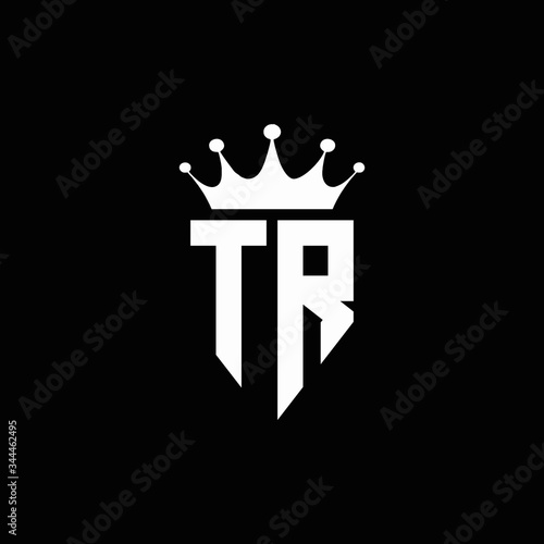 TR logo monogram emblem style with crown shape design template photo