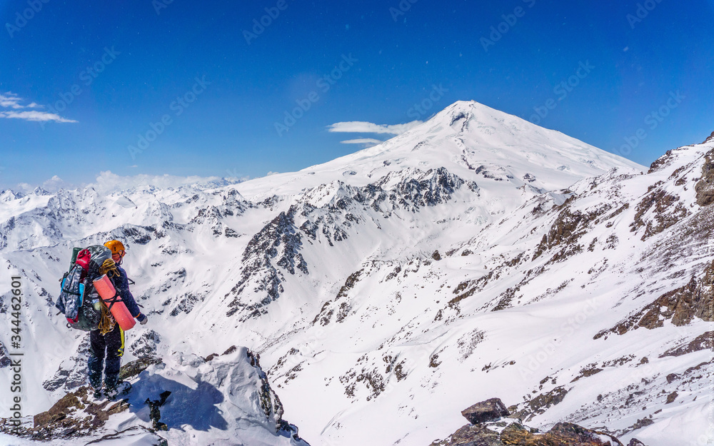 skier on the top of mountain
Elbrus mountain landscape