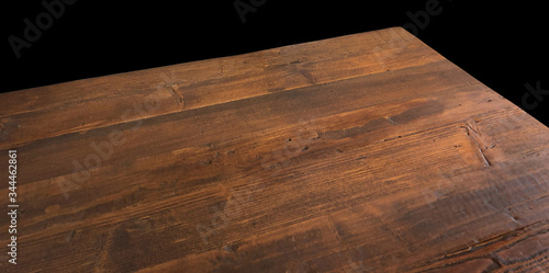 Perspective view of wood or wooden table top corner on isolated background including clipping path	