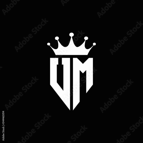 UM logo monogram emblem style with crown shape design template