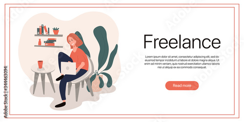 Freelance working landing page template. Self employed, coworking website concept.