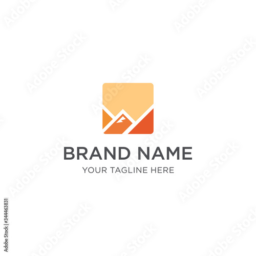 Mountain logotype landscape, Modern line abstract vector design logo or element. Best for identity and logotypes, Simple shape