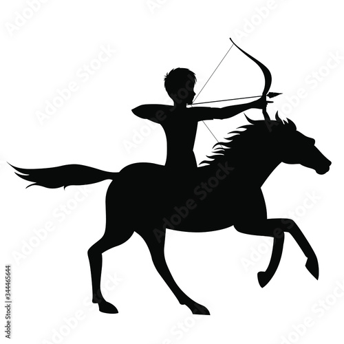 Archer on Horse Silhouette Vector Illustration for war scenes