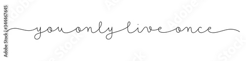 YOU ONLY LIVE ONCE black vector monoline calligraphy banner with swashes