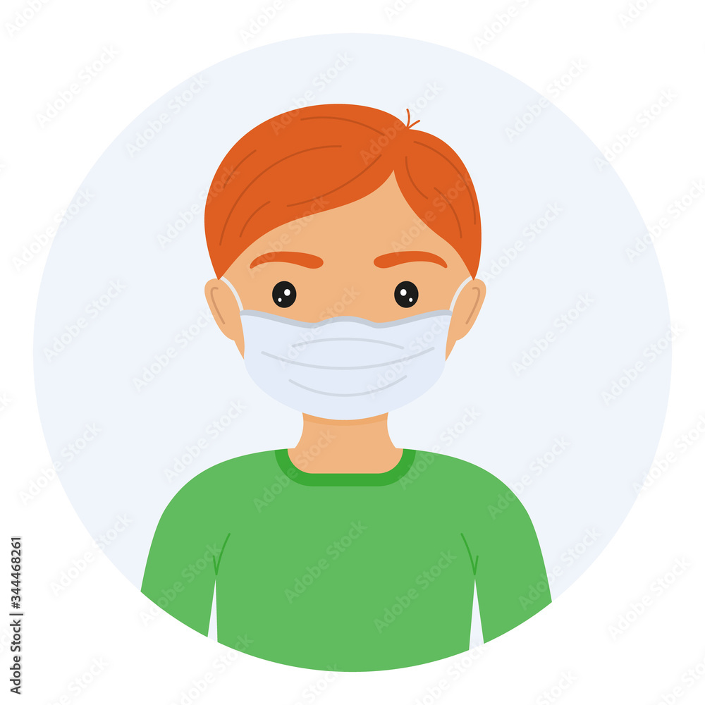 People in medical masks. Сharacter icon. Isolated on white background. Vector illustration. Great for posters, banners, infographics.