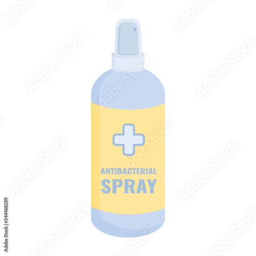 A bottle of antibacterial agent. Hand sanitizer. Antibacterial spray. Prevention of SARS and coronavirus. Vector illustration isolated on a white background.