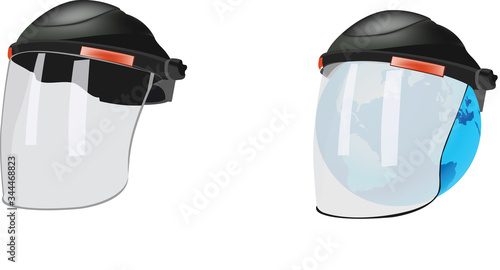 casco con visiera  protettiva contro infortuni sul lavoro photo