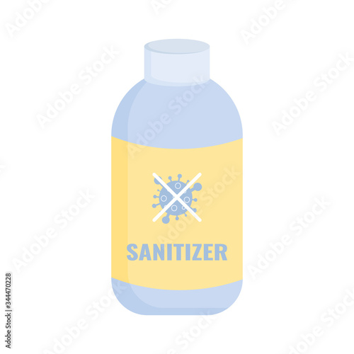 A bottle of antibacterial agent. Hand sanitizer. Prevention of SARS and coronavirus. Vector illustration isolated on a white background.