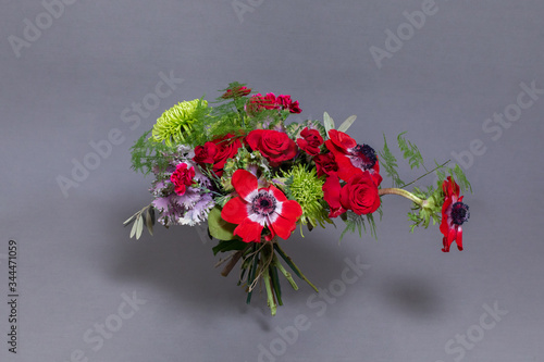 Beautiful Flower Bouquet on gray background.High-resolution photo.