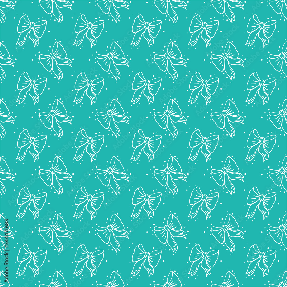 Seamless pattern with bows and polka dots. Cute blue vintage background. Seamless pattern with bows and polka dots. Cute blue vintage background.