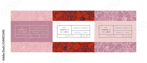 Fotografia Vector set pattens for cosmetics with label template design