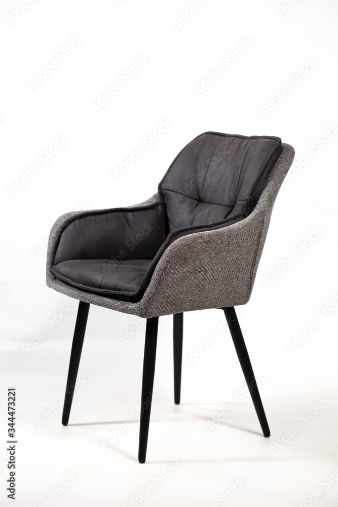 gray chair with black wooden legs on white background gray chair with black wooden legs on white background