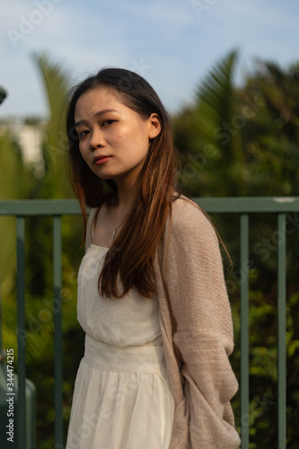 A Vietnamese woman with black hair in Vietnam 