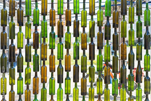 empty glass bottles as decor and second life for waste