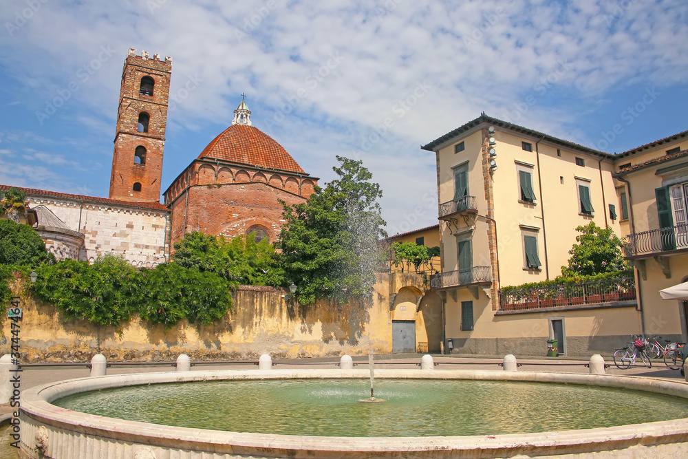 The Piazza San Martino is a square located in the center of Lucca. Tuscany, Italy.