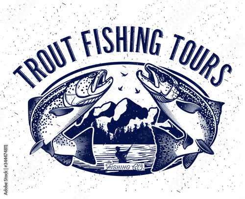 Vintage Salmon Fishing Emblem