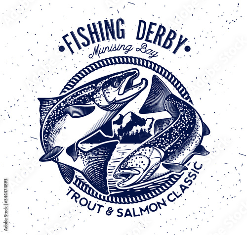 Vintage Salmon Fishing Emblem
