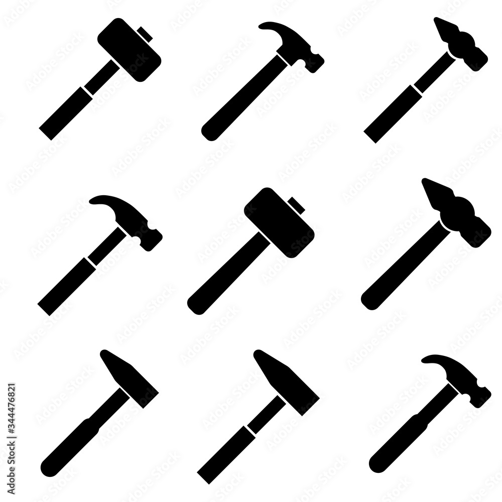 Hammer set icon, logo isolated on white background Hammer set icon, logo isolated on white background