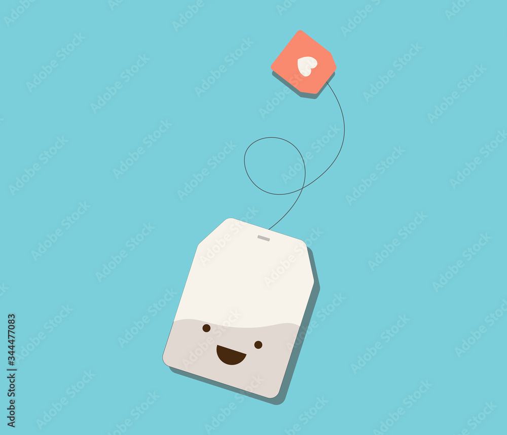 Cute cartoon tea bag. Cute isolated vector illustration of smiling tea bag  character. Funny tea bag character with eyes and smile. Stock Vector |  Adobe Stock