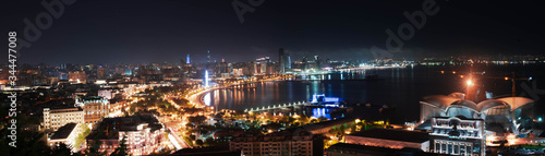 evening panorama of Baku city, coast and promenade