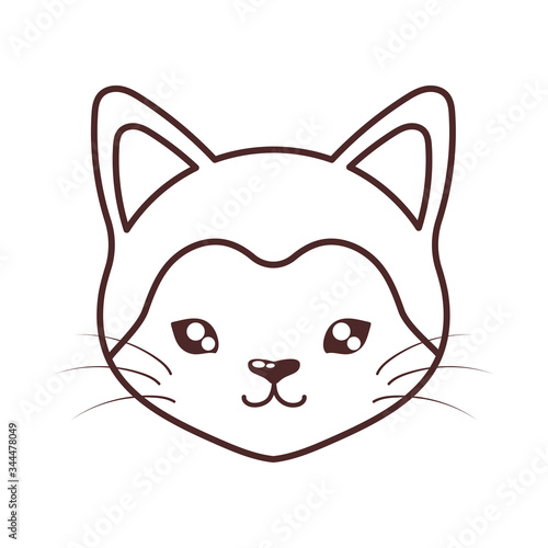 head of cute cat , line style icon, feline domestic