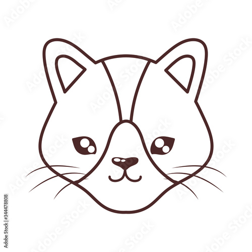 head of cute cat , line style icon, feline domestic