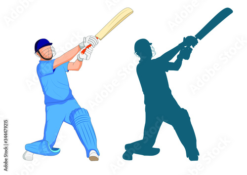 Cricket Player Vector Illustration, With a Silhouette easy to edit the source file, Artwork is Designed for Infographics, Motiongraphics, Poster, Website banners