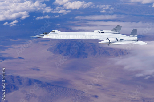 Obraz na plátně high altitude spy plane flying in the air over deserted enemy territory spying a