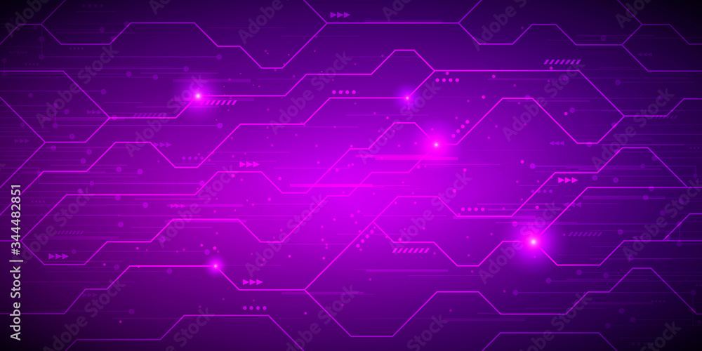 Vector Illustration Modern Violett Technology Background With Hi-Tech Cyber Look.
