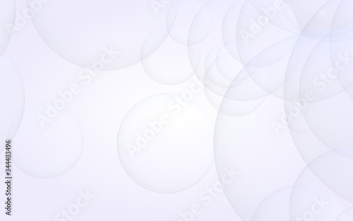 Abstract white background. Backdrop with light transparent bubbles. 3D illustration