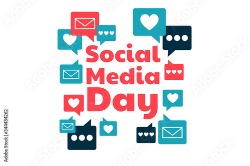 World Social Media Day. June 30. Holiday concept. Template for background, banner, card, poster with text inscription. Vector EPS10 illustration.