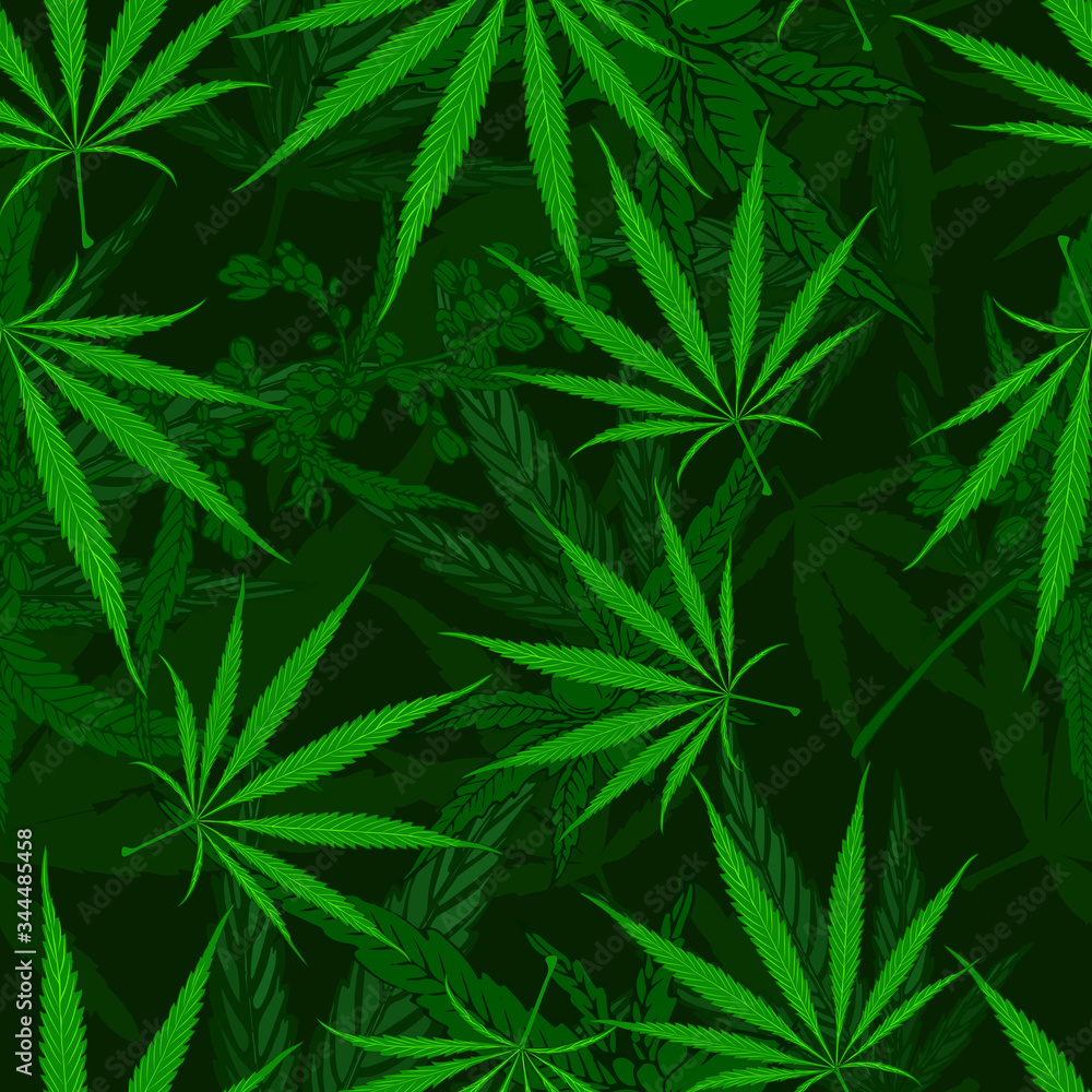 Cannabis leafs seamless vector pattern dark green Cannabis leafs seamless vector pattern dark green
