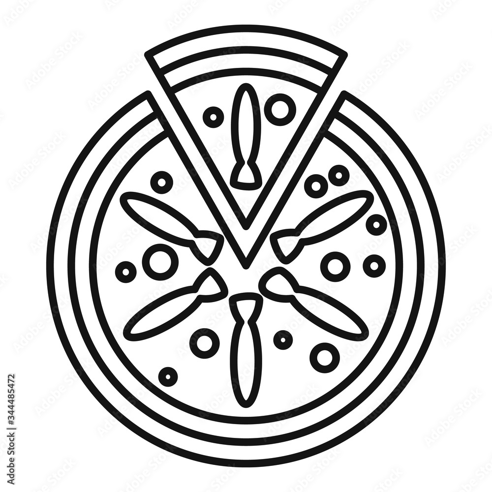 Fish tomato pizza icon. Outline fish tomato pizza vector icon for web design isolated on white background Fish tomato pizza icon. Outline fish tomato pizza vector icon for web design isolated on white background