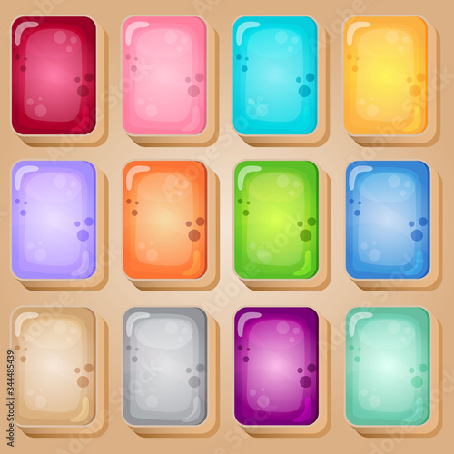 Mahjong cards colorful style glossy jelly in different color.