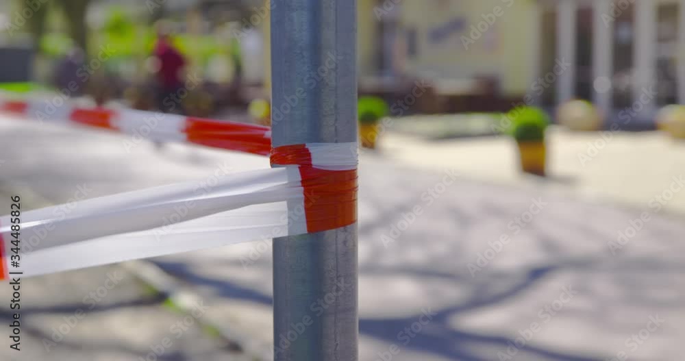 Barrier Tape - closed park facility - camera pan - ProRes Barrier Tape - closed park facility - camera pan - ProRes