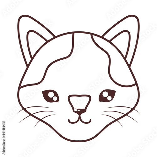 head of cute cat , line style icon, feline domestic