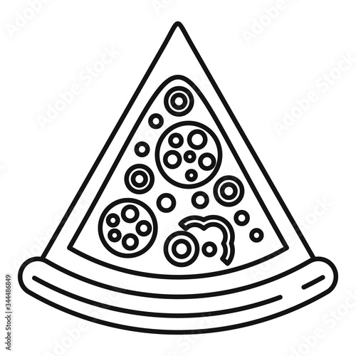 Delivery pizza slice icon. Outline delivery pizza slice vector icon for web design isolated on white background
